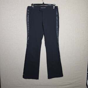 GUESS Black side satin double stripe Stretch straight Pants Slim Fit Mid Rise